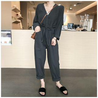 Drawstring Long-sleeve Jumpsuit