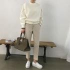 Raglan-sleeve Lettering Fleece-lined Sweatshirt