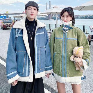 Couple Matching Fleece-lined Zipped Jacket