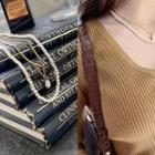 Set: Faux-pearl Necklace + Faux-pearl Pendant Necklace Ivory - One Size