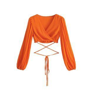 Puff-sleeve Strappy-back Blouse
