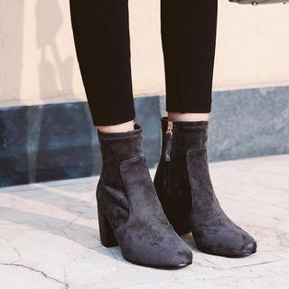 Genuine Leather Chunky Heel Zipper Ankle Boots