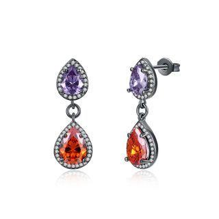 Elegant Brilliant Water Drop Shaped Cubic Zircon Earrings Silver - One Size