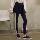 Inset Tie-waist Contrast-trim Skirt Leggings