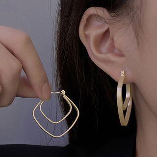 Geometric Layered Alloy Earring 1 Pair - Gold - One Size