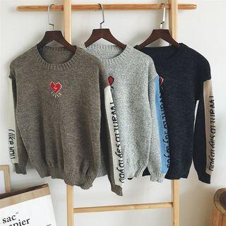 Lettering Contrast-color Sweater