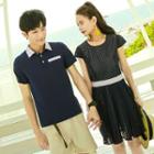 Couple Matching Short-sleeve Polo Shirt / Mini A-line Dress