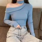 Long-sleeve Choker One-shoulder Top