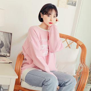Ringer Letter Print Sweatshirt