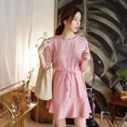 Short-sleeve Mini Dress With Sash