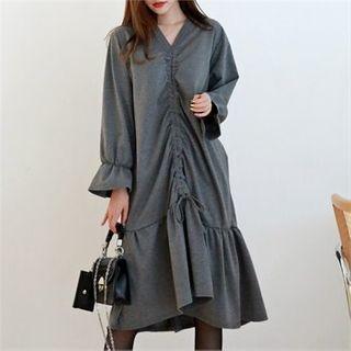Ruffle-hem Drawcord Dress
