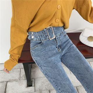 Buckled Washed Skinny Jeans