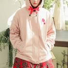 Heart & Letter Hooded Jacket Pink - One Size