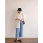 Ripped Roll-up Wide-leg Jeans