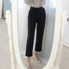 Petite Size Band-waist Straight-cut Dress Pants Black - One Size