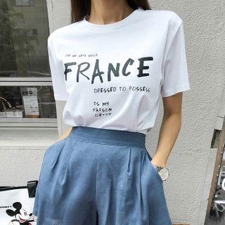 France Letter Print T-shirt