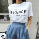 France Letter Print T-shirt