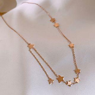 Stainless Steel Star Necklace Women - Necklace - Star - Gold - One Size