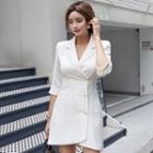 Elbow-sleeve Mini Collared Dress