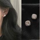Square Rhinestone Stud Earring 1 Pair - Silver - One Size