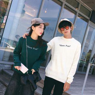 Couple Matching Lettering Round Neck Sweater