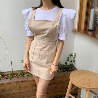 Plain Mini Sheath Overall Dress