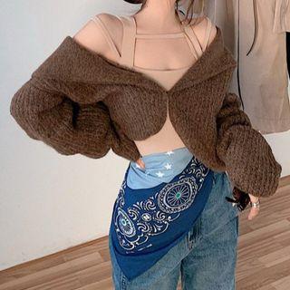 Cropped Knit Cardigan / Cutout Camisole Top