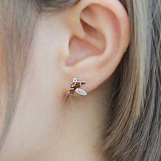Rhinestone Fairy Earring 1 Pair - Silver - One Size