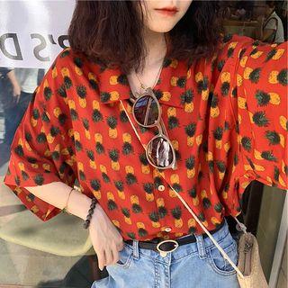 Pineapple Printed Blouse As Shown In Figure - One Size