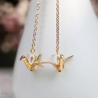 Retro Origami Crane Dangle Earring