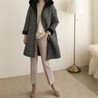 Hooded Checked Coat Black - One Size