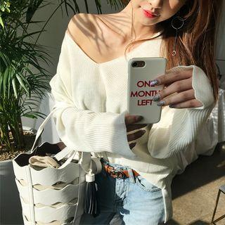 Slit Sleeve V-neck Sweater