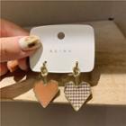 Sterling Silver Heart Drop Earring Ndyz638 - 1 Pair - Asymmetric - Gold & Brown & White - One Size
