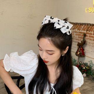 Heart Print Chiffon Bow Hair Clip