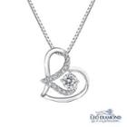 Affectionate Collection - 18k White Gold Heart-shaped Love Initial L Diamond Pendant Necklace (16)