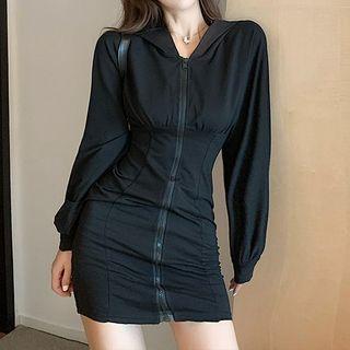Mini Sheath Zip-up Hoodie Dress