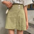 High-waist A-line Pleated Mini Skirt