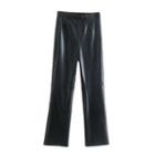 Faux Leather High-waist Straight-leg Pants