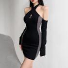 Halter Cold-shoulder Mini Bodycon Dress