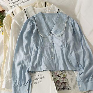 Peter Pan-collar Crop Shirt