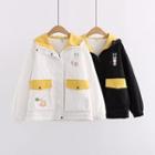 Color Block Rabbit Print Jacket