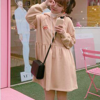 Embroidered Drawstring Hoodie Dress