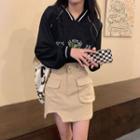 Asymmetrical Mini A-line Skirt / Print Sweatshirt