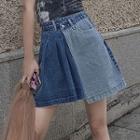 High-waist Irregular Denim A-line Skirt