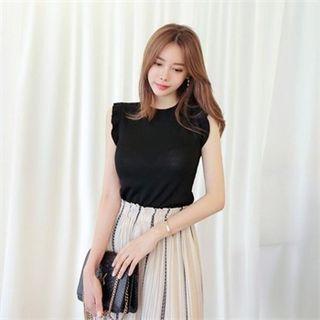 Sleeveless Frill-trim Knit Top
