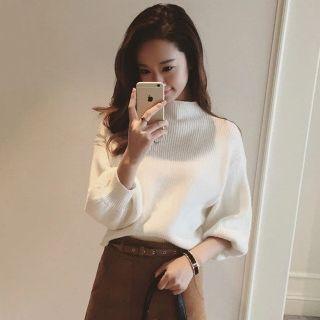 Set: Mock Neck Sweater + A-line Skirt