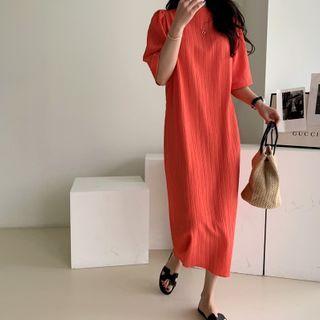 Textured Long T-shirt Dress