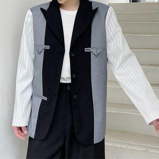 Long-sleeve Color-block Panel Blazer