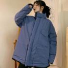 Two-tone Padded Jacket Black & Blue - One Size