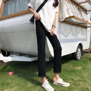 Plain Slim-fit Crop Jeans